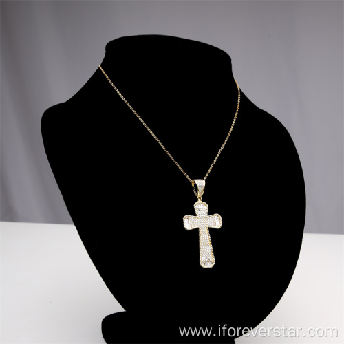 copper zircon 925 silver cross charm pendant